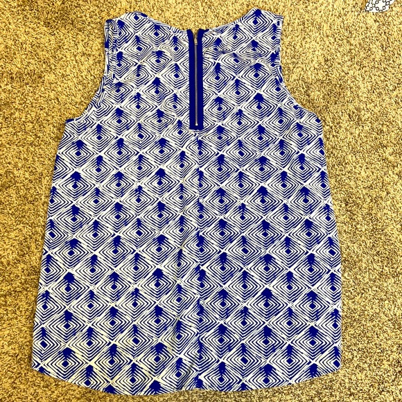 Bright Royal Blue and White Sleeveless Flowy Top - Picture 2 of 3